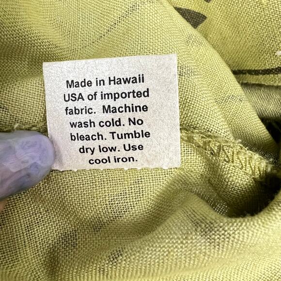 NATURALLY YOURS Honolulu Women’s Linen Palm Print Button Front Blouse Lg - Picture 6 of 7